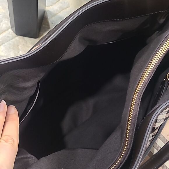 Burberry Haymarket Check Golderton Tote Medium Authentic Crossbody Brown Tan - Picture 3 of 10